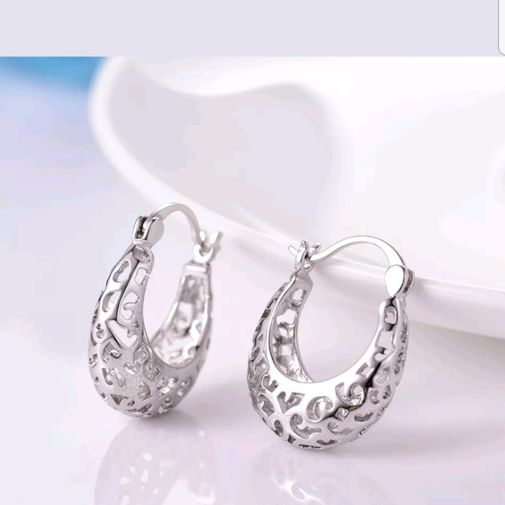 18K White Gold Filled Delicate Engagement Earrings